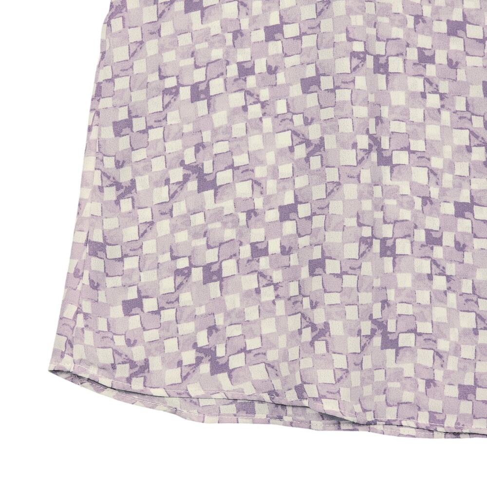 Maurices Women's Flutter Sleeve Blouse Purple Lavender Checkered V Neck Medium - Picture 5 of 8